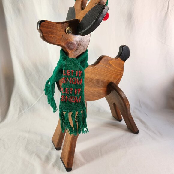 Handmade Christmas Wooden Reindeer "Let It Snow" Swag Easy Assemble Fast Ship - Picture 2 of 14